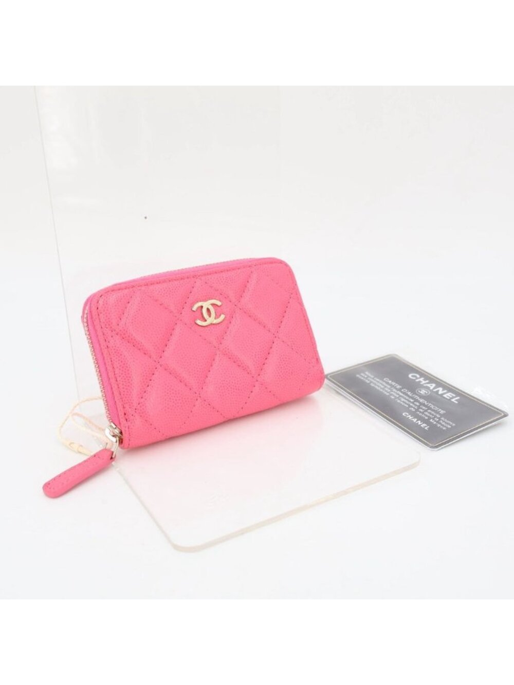 Chanel Lachic Zip Coin Purse Caviar Leather Pink